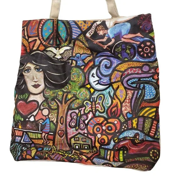 True Religion Fragrances Tote Shopping Shoulder Bag Canvas Street Art Graffiti - Picture 4 of 8